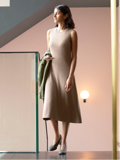 コットンブレンドニットワンピース