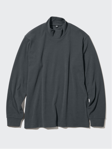 ストレッチフリースモックネックT