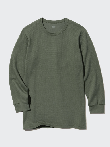 ヒートテックコットンワッフルクルーネックT