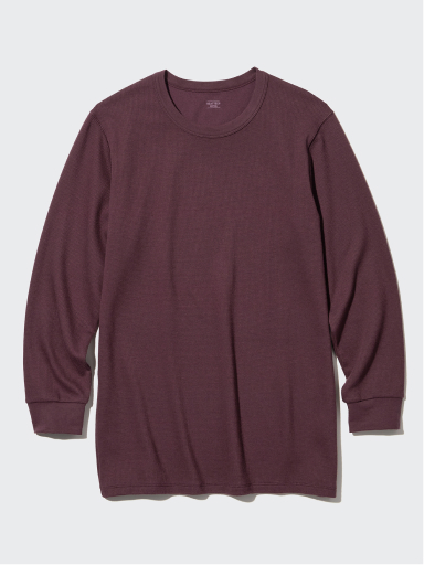 ヒートテックコットンワッフルクルーネックT