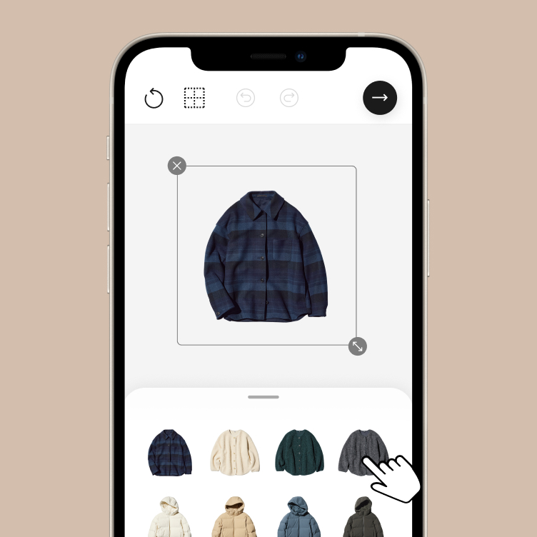 アイテムを選択して コラージュ画像を作成。