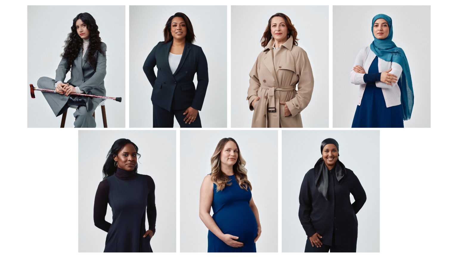 チャリティ団体「Smart Works」の支援を受け、新たな一歩を踏み出すソフィア、イザベラ、ティナ、アスマ、ケイト、アイマラ、ナスラの7名の女性たちの画像。